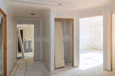 Drywall Finish Building Industry New Home Construction Interior Stock