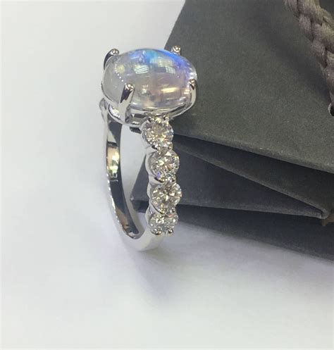 Opal Diamond Engagement Ring18k White Gold Etsy Uk