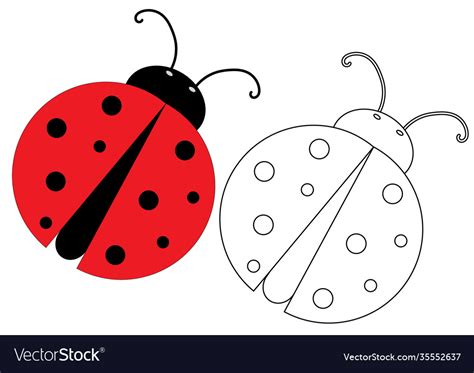 Ladybug Coloring Page Game For Kids Royalty Free Vector