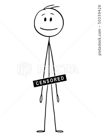 Cartoon Of Naked Or Nude Man With Censored Bar Stock Illustration