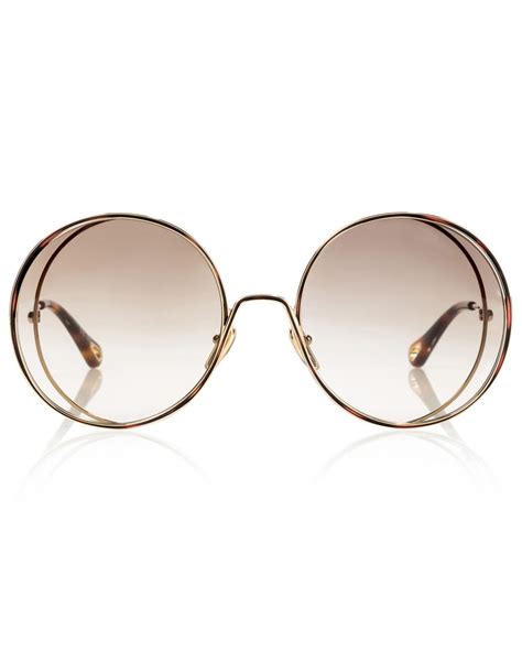 Chloé Hanah Oversized Round Sunglasses In Gold Metallic Lyst