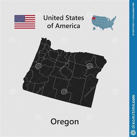 Vector Map State Oregon Flag And Map Usa Stock Vector Illustration