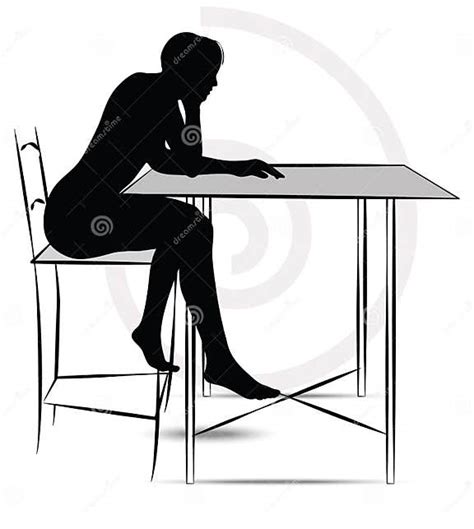 Woman Sitting At The Table Stock Illustration Illustration Of Sitting