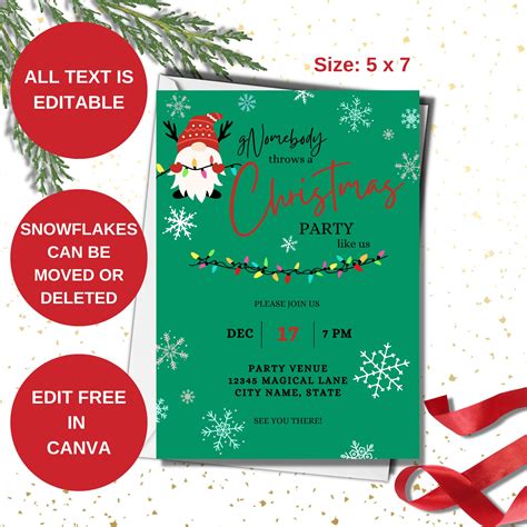 Editable Christmas Party Invitation Holiday Party Invitation Etsy