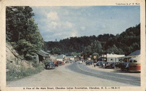 A View Of The Main Street Cherokee Nc Postcard
