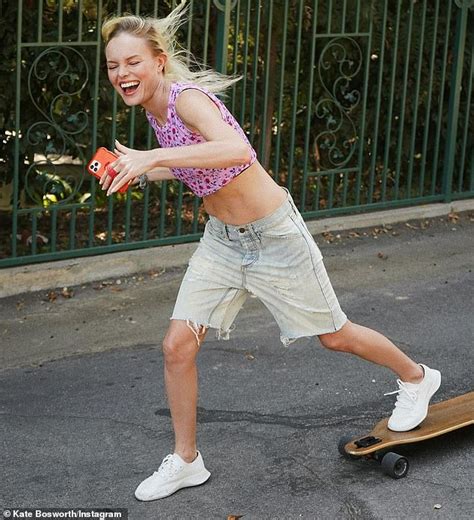 Kate Bosworth Shows Off Her Slender Frame In A Crop Top While Flexing
