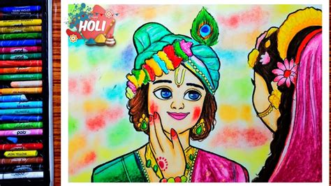 Radha Krishna Drawing Holi With Oil Pasteleasy Holi Drawing Radha