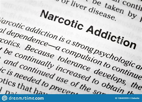 Narcotic Addiction Dependence Health Definition Stock Image Image Of