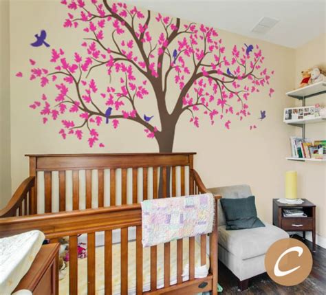 Oak Tree Decal White Tree Decal For Nursery Removable Wall Etsy