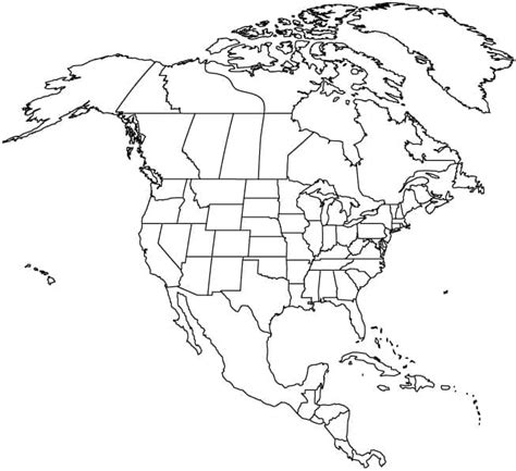 Dibujos de El Mapa de América del Norte para Colorear para Colorear Pintar e Imprimir Dibujos