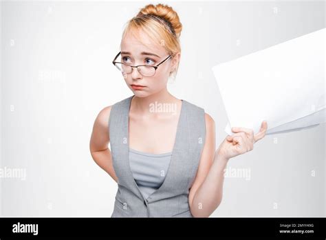 Student Girl In Glasses Disappointed And Upset Stock Photo Alamy