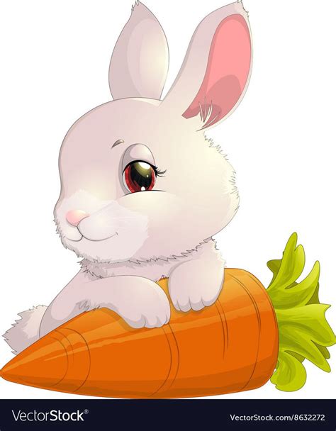 Rabbit On Carrot Vector Image On VectorStock Cute Easter Bunny Easter Graphics Cartoon Clip Art