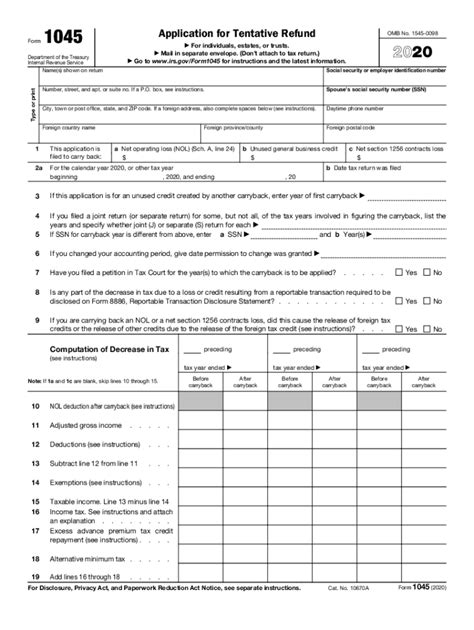 1045 For 2020 2024 Form Fill Out And Sign Printable Pdf Template