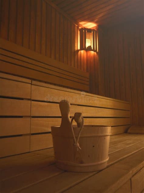 Wooden Sauna Interior Wood Fired Sauna Stock Image Image Of Bucket