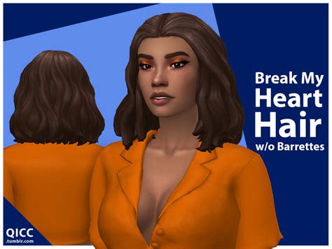 Qiccs Break My Heart Hair Wo Barrettes In 2023 Sims Hair I Heart