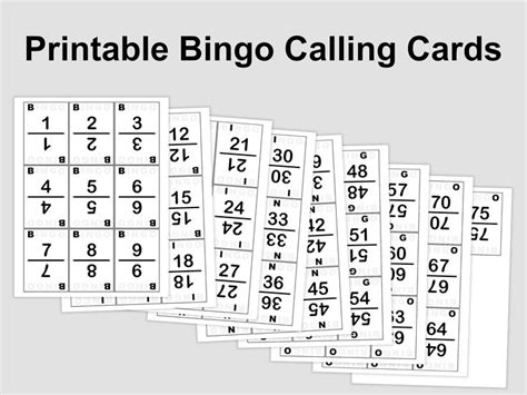 Printable Bingo Calling Cards With Numbers On Them