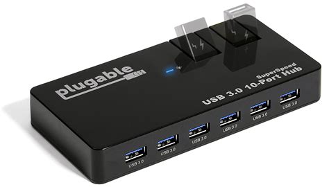 Plugable Usb Hub 10 Port Usb 30 5gbps With 48w Power Adapter And