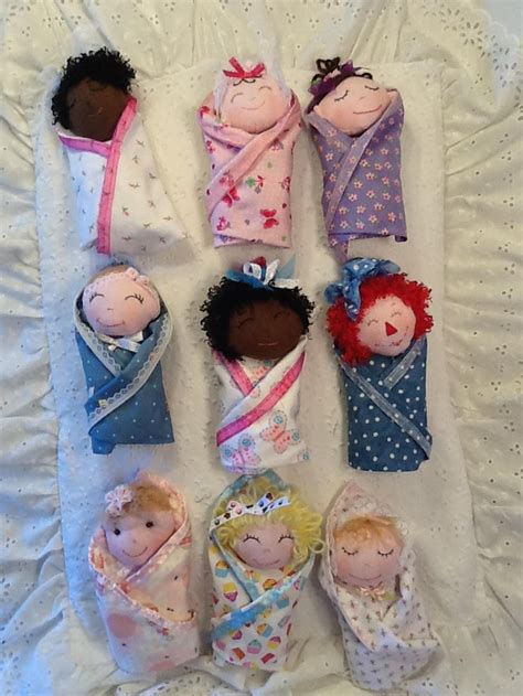 Swaddle Baby Pdf Cloth Rag Doll Pattern With 9 Faces And 9 Hair Etsy