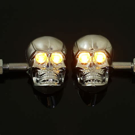 Need new motorcycle turn signal bulbs? Pair Universal Motorcycle Skeleton Skull Turn Signal ...