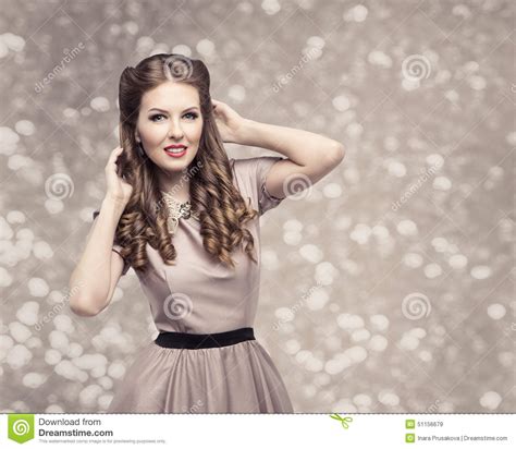 Retro Woman Hairstyle Pin Up Girl Portrait Elegant Model