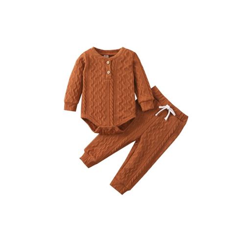 Newborn Infant Baby Girl Boy Outfits Fall Winter Clothes Set Knit Long