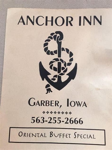 Menu At Anchor Inn Restaurant Garber