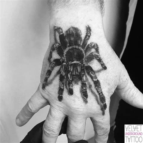 Black And Gray Realism Tarantula Hand Tattoo By Vivi At Velvet