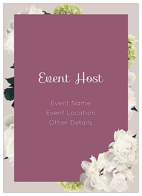 easy   white flowers invitation card design templates