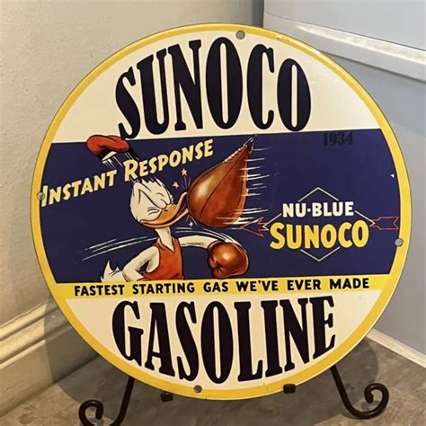 VINTAGE SUNOCO GASOLINE Porcelain Sign Gas Oil Motor Service Station Pump Plate PicClick