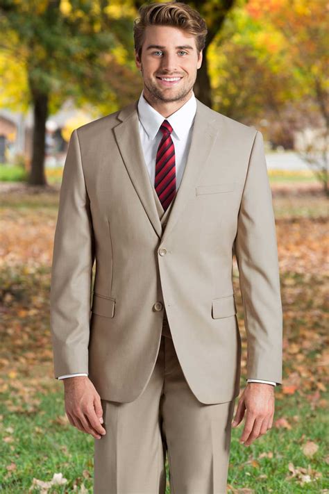 Tan Slim Fit 3 Piece Nested Suit Belmeade Mens Wear