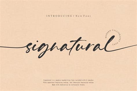 Signatural Signature Script Font Design Cuts