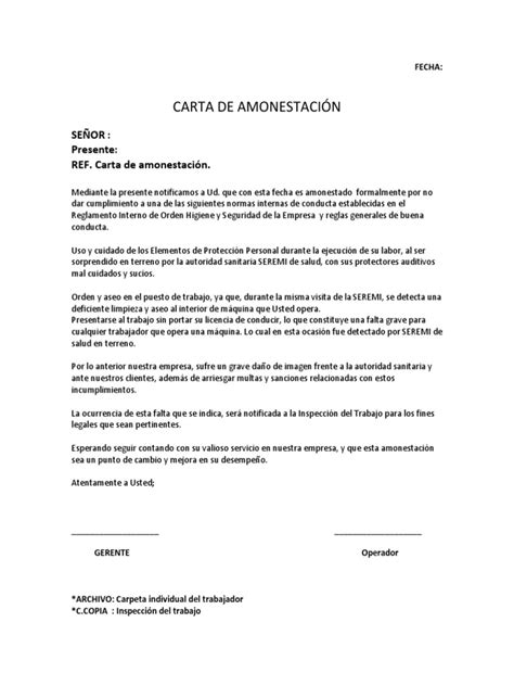 Carta De Amonestacion Ejemplos Y Formatos Word Pdf Unamed