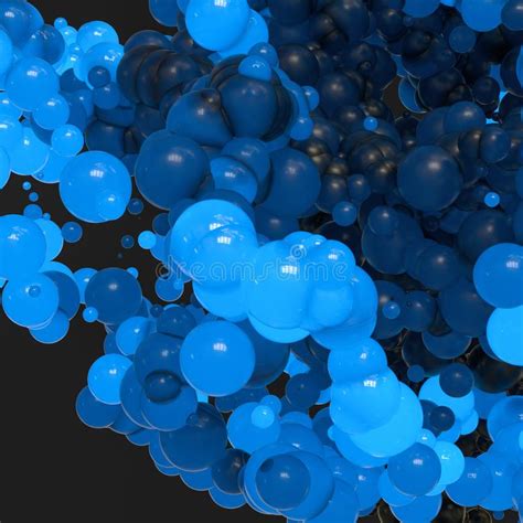Glowing And Flying Spheres With Dark Background 3d Rendering Stock