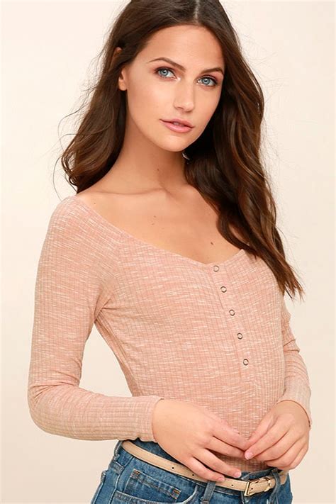 Cute Blush Pink Top Off The Shoulder Top Ribbed Knit Top Heather