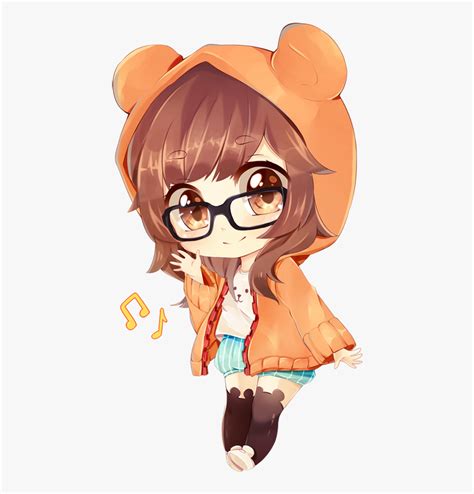 Chibi Anime Girl With Glasses Drawing Gambarku