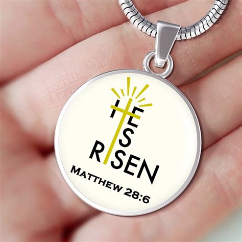 He Is Risen Necklace Christian Easter Jewelry Easter Bunny Etsy