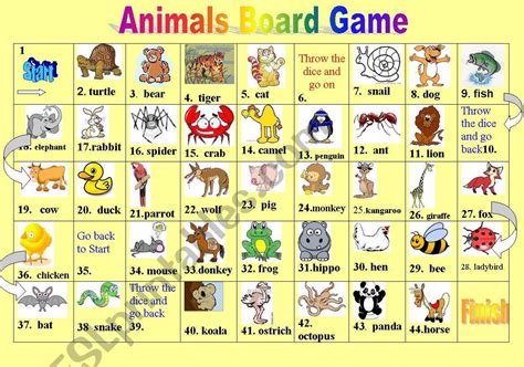 Animals Board Game Esl Worksheet By Petili