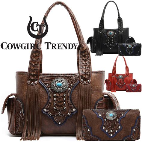 Western Style Cowgirl Fringe Concealed Carry Purse Conchos Totes