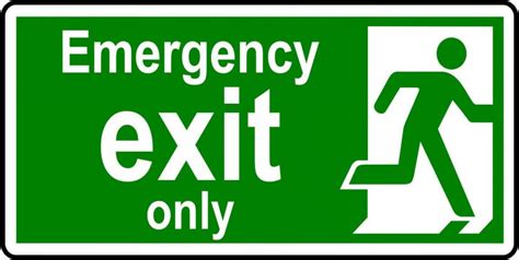 Emergency Exit Only Sign With Man And Emergency Exit