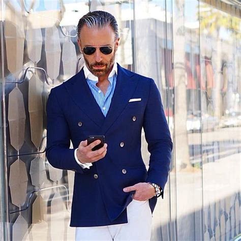 Men S Blue Double Breasted Designer Jacket Party Wear Slim Fit Prom Blazer Etsy