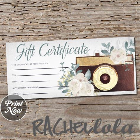 This Is A White Floral And Gold Camera Printable T Certificate