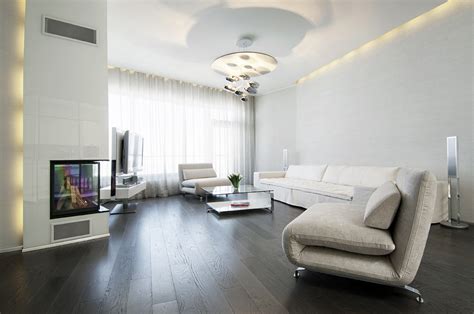 Living Room with Dark Wood Floors - HomesFeed
