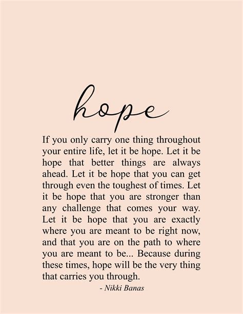 Hope 85” X 11” Print Nikki Banas Positive Quotes Positive Quotes