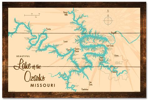 Lake Of The Ozarks Missouri With Mile Markers Rustic Wood Etsy