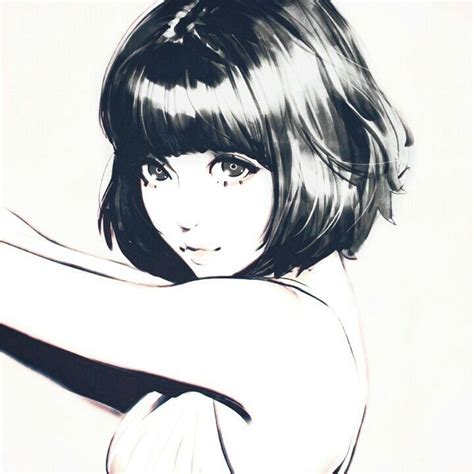 Anime Girl Short Hair Drawing Creative Art