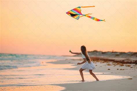Flying Rainbow Kite On Beach Stock Photos Motion Array