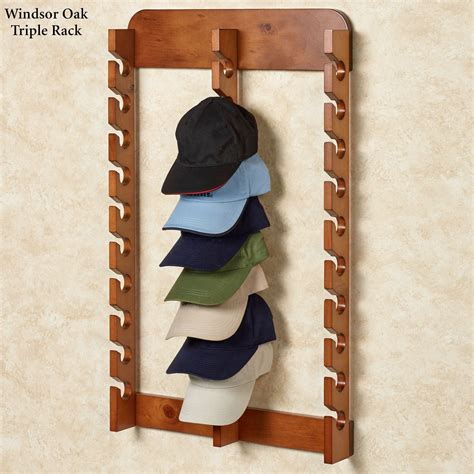 Wood Cap Display Wall Rack Holds Up To 30 Hats