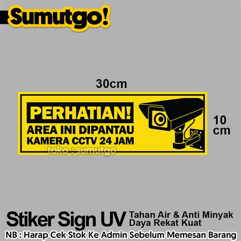 Jual Stiker Perhatian Area Ini Dipantau Kamera CCTV 24 Jam Kuning Uk 30