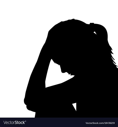 One Sad Woman Holding Her Head In Her Hands Vector Image