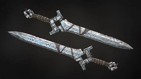 Artstation Old Rune Sword Weapon Forged Dagger Knife